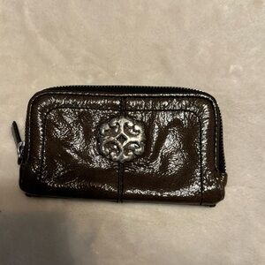 Brown Leather Wallet with Silver Accent